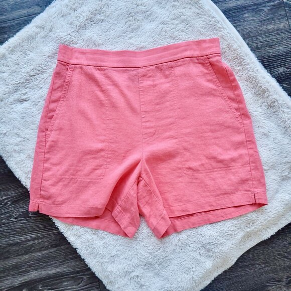 Banana Republic Pull-On Linen Blend Shorts in Coral Pink Sz S - Picture 2 of 11